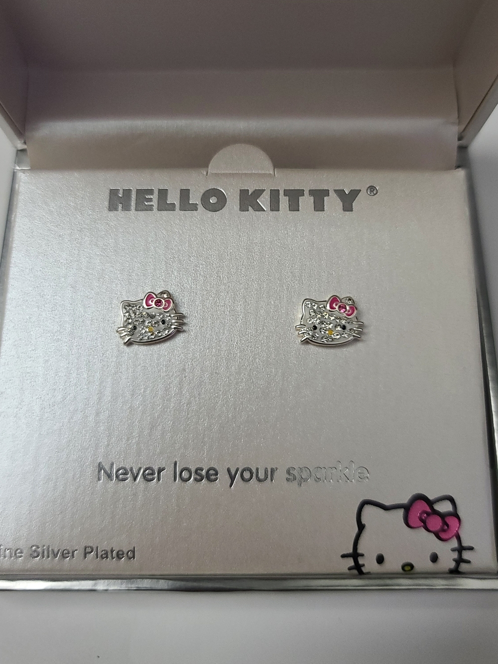 Hello Kitty Kids Silver-Plated Stud Earrings - Pink Bow